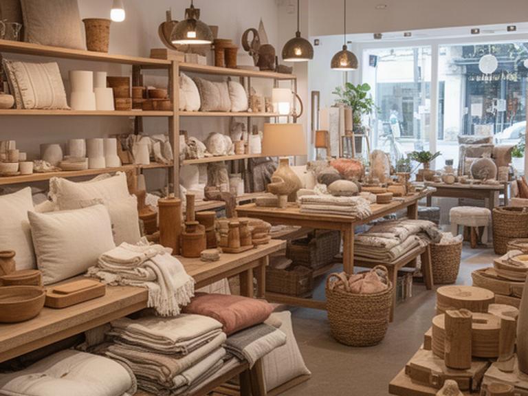 Warme winkelruimte van 1A Decor de Wit met linnen, katoenen kussens en houten woonaccessoires